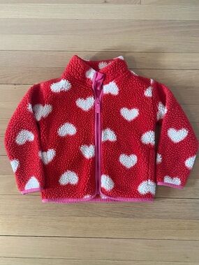 Girls jumping beans Red and White Heart Sherpa Jacket
